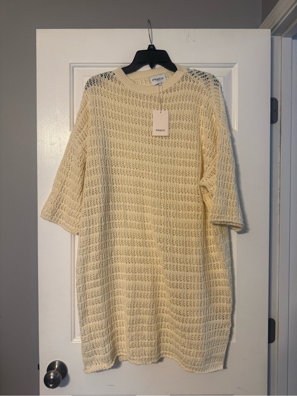 French Connection Cream Open-Knit Midi Dress NWT